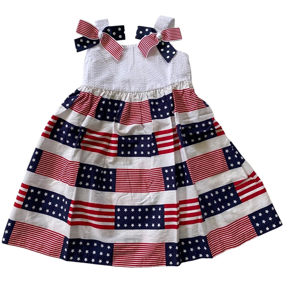 Jessica Ann 4th of July Veterans Day Dress Toddler Girls Size 4T Red White Blue